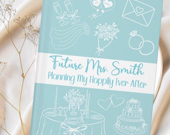 Personalized Wedding Planning Journal Matte Hardcover Engagement Gift for Her, Custom Name 2025 Bride to Be Bridal Shower Gift, Future Mrs