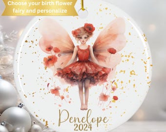August Birth Flower Ornament Personalized Garden Fairy Ornament Fairy Birth Flower Gift August Birthday Gift Poppy Birth Flower Gift
