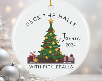 Deck the Halls with Pickleballs Ornament, Pickleball Ornament, Pickleball Gift, Pickleball Christmas Ornament Gift for Pickleball Player