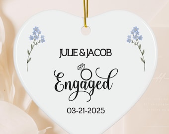 Custom Engaged Gift, Personalized Engaged Ornament 2025, Custom Engagement Ornament with Names & Date, Personalized Wedding Ornament