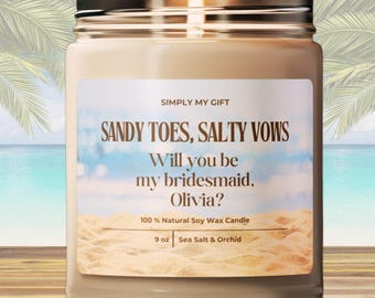 Custom bridesmaid candle beach wedding be my bridesmaid proposal candle bridesmaid box bridal party candle bridesmaid present bridesmaid ask
