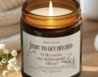 Custom bridesmaid candle rustic wedding be my bridesmaid proposal candle bridesmaid box bridal party candle bridesmaid present jr bridesmaid
