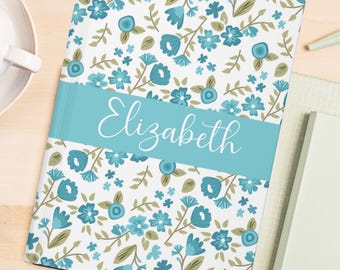 Custom Name Journal, Botanical Journal, Journal for Women, Bridesmaid Gift, Hardcover Notebook, Personalized Floral