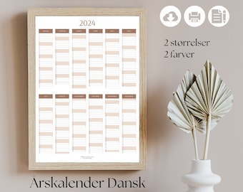 2024 Årskalender Dansk ugenumre 50x70 Download