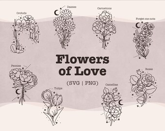 Flowers of Love SVG Bundle: Floral Designs (PNG, SVG)