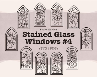 Stained Glass Fruit Window SVG Bundle (PNG)