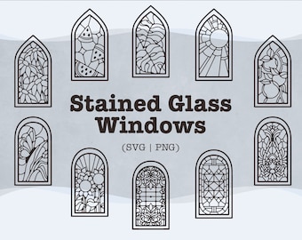 Stained Glass Window SVG Bundle: Victorian Style (SVG/PNG)