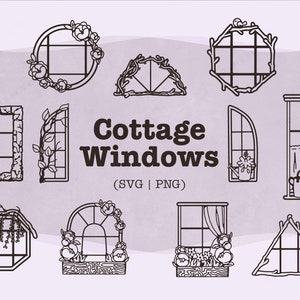 Ensemble Svg avec fenêtres de style cottage || Verre Svg || Chalet Svg || Fenêtre Svg || Cabine Svg