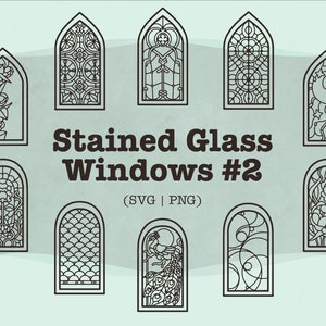 Lot de 2 vitraux Svg || Verre Svg || Vitrail Svg || Fenêtre Svg || Svg victorien