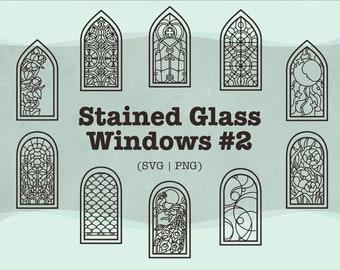 Stained Glass Window SVG Bundle: Victorian Style (Digital Download)