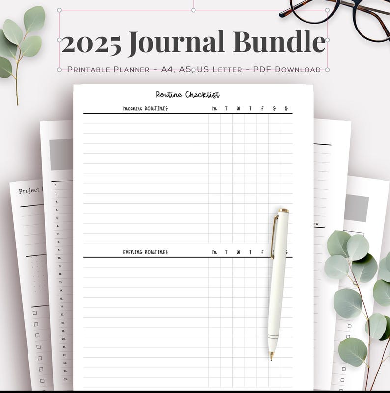 2025 Bullet Journal, Printable Journal, Printable Tracker, 2025 Planner