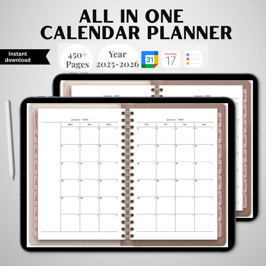 20252026 Digital Planner, Goodnotes Calendar, Digital Journal , All in