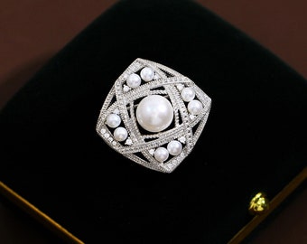 Handgemachte Natürliche Perle Spitze Brosche 925 Sterling Silber Jugendstil Diamant Pin Luxus Einzigartige Temperament Elegante Nische Corsage Accessoires.