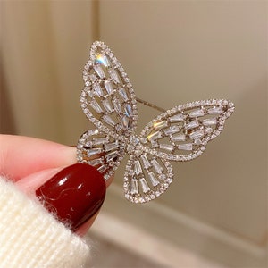 Handgemachte Lila Schmetterling Brosche Swarovski Diamant Insekt Pin Super Glänzend Fantasy Vintage Elegante Corsage Accessoires Bild 5