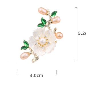 Handmade Freshwater Pearl Flower Brooch Light Luxury Crystal Shell Pins Vintage Temperament Elegant Wedding Corsage Accessories Gift For Mom zdjęcie 8