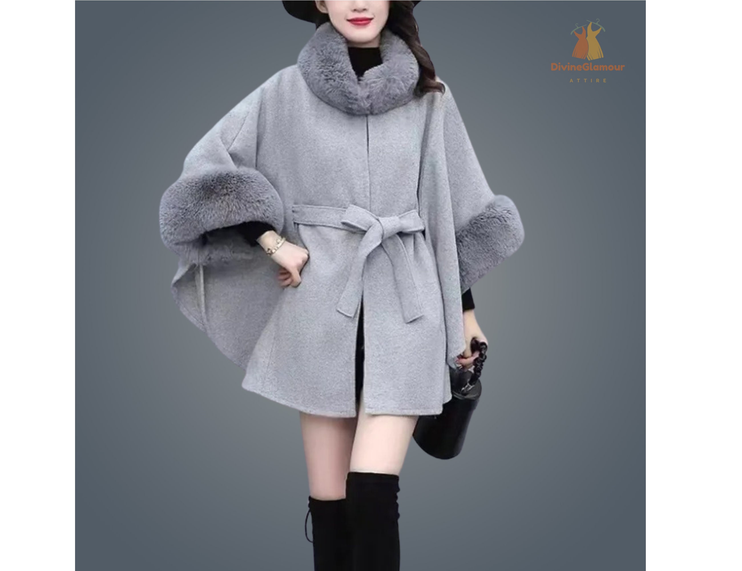 Grey Fur Poncho Etsy Australia