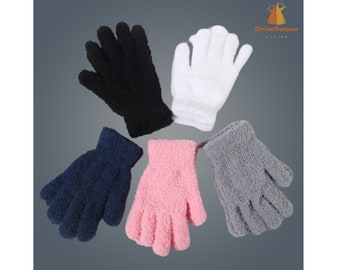 Women Autumn Winter Warm Plush Furry Full Finger Gloves