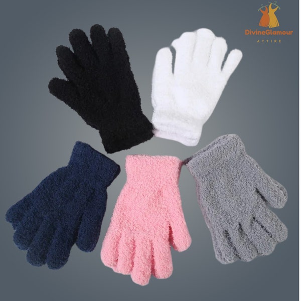 Women Autumn Winter Warm Plush Furry Full Finger Gloves