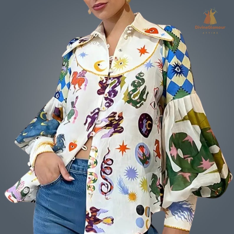 Blusa casual de manga larga abullonada primavera verano para mujer imagen 8