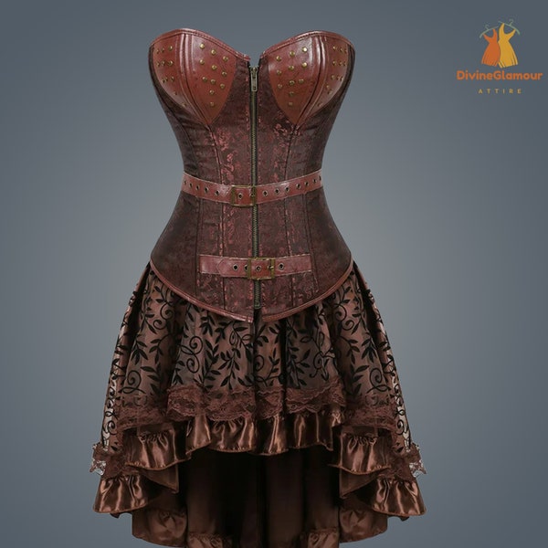 Conjunto de falda de encaje gótico de otoño e invierno para mujer, disfraz de pirata de Halloween