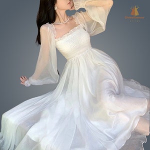 Women Spring Summer Long White Maxi Dress image 4