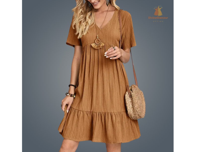 Frauen Sommer Solid Casual Boho Midi Kleid Clear (as in pic)