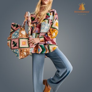 Women Spring Summer Long Puffy Sleeve Printed Casual Blouse Yellow(as in photo)