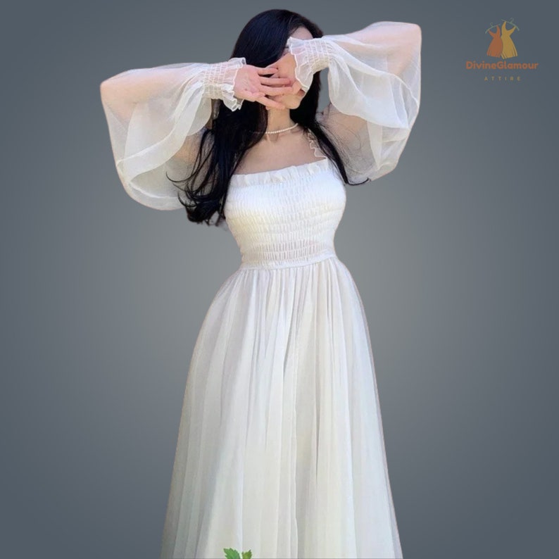 Women Spring Summer Long White Maxi Dress image 7