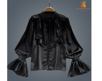 Women autumn winter ruffle sleeve gothic blouse