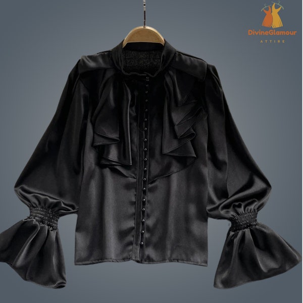 Women autumn winter ruffle sleeve gothic blouse
