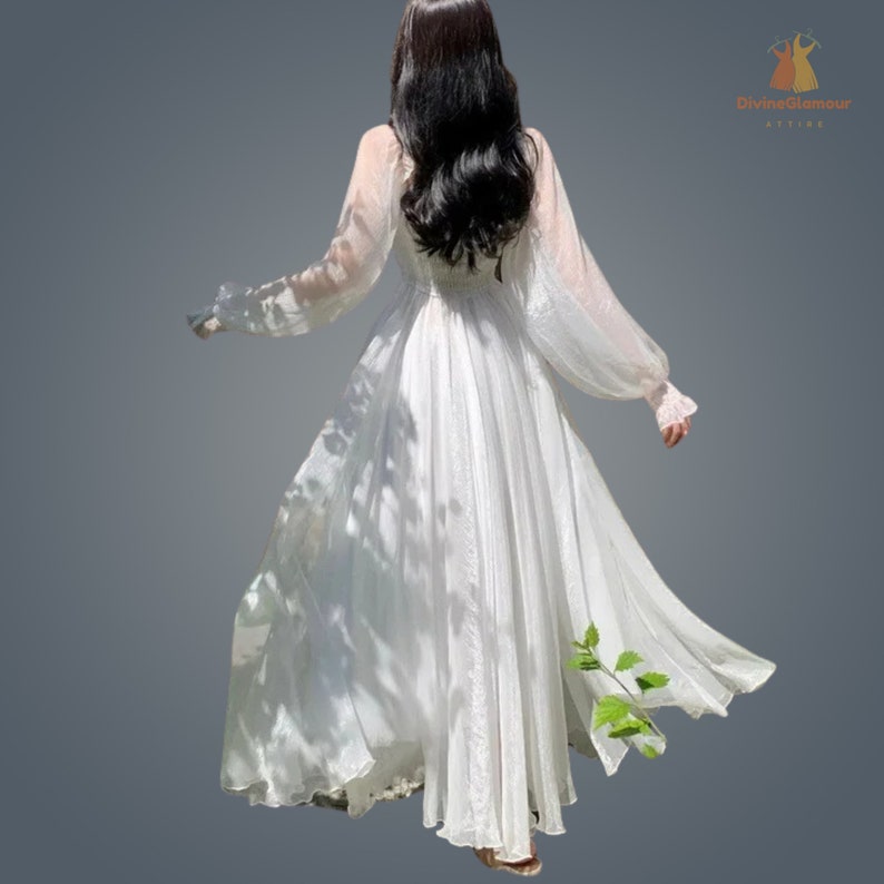 Women Spring Summer Long White Maxi Dress image 9