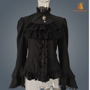 Women autumn winter ruffle long sleeve gothic blouse