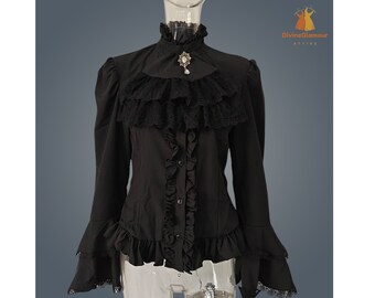 Women autumn winter ruffle long sleeve gothic blouse