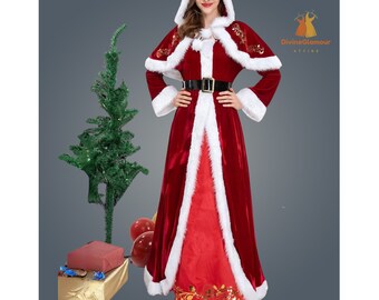 Frauen Mrs. Santa Herbst Winter Weihnachten Kleid Cosplay Kostüm