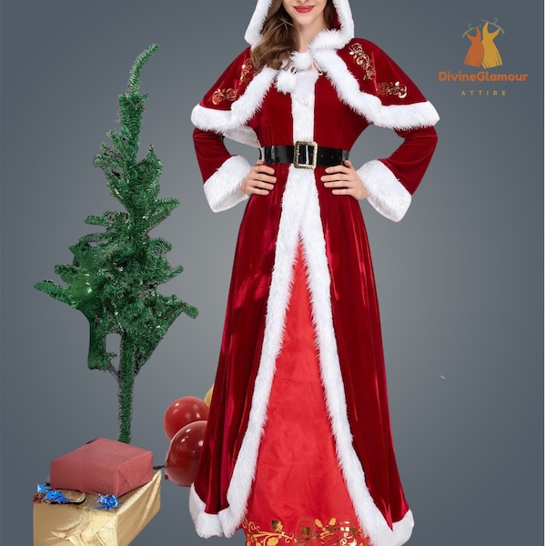 Women Mrs. Santa Autumn Winter Christmas Dress Cosplay Costume