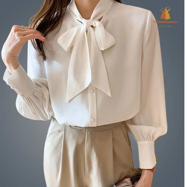 Women Spring Summer Casual And Office Wear Collared Blouse