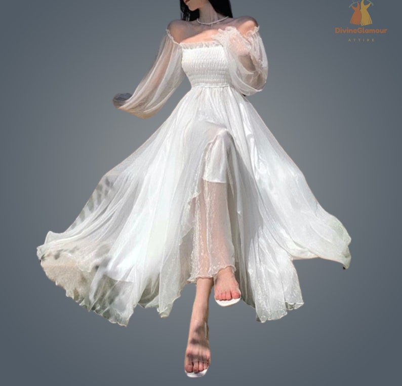 Women Spring Summer Long White Maxi Dress image 8