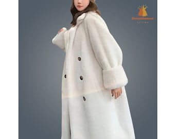 Women Winter Thick High Quality Faux Rabbit Fur Luxury Long Coat Loose Lapel OverCoat