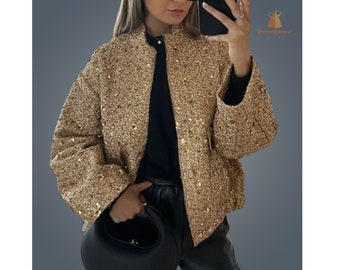 Women Autumn Winter sequin Jacket