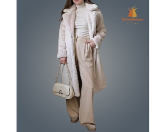 Women Autumn Winter Long Sleeve Warm Rabbit Fur Coat