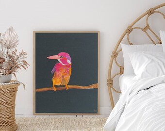 Kingfisher Bird Painting, Acrylic Modern Art Lover Gift, Feathered, Shades of Bird, Wall art, Kingfisher, Hummingbird, Handmade