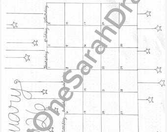 Calendario y rastreadores de enero de Bullet Journal