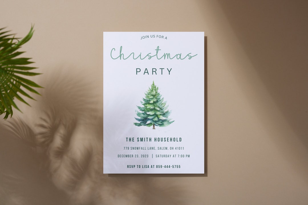 Custom Christmas Party Invitation, Family Party Invite, Party