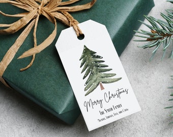 Minimalist Christmas Gift Tag Editable, Customized Merry Christmas Gift Tag Wrapping Template, Neutral Christmas Holiday Gift Box Tag