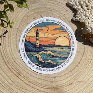 Geloofssticker ~ Christelijke sticker ~ Waterdicht ~ Vinyl ~ Bijbelvers ~ Inspirerend geschenk ~ Ik ben het licht van de wereld