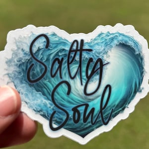 Pegatina de alma salada ~ Calcomanía para exteriores ~ Impermeable ~ Vinilo ~ Regalo inspirador ~ Viaje ~ Senderismo ~ Colorido ~ Playa ~ Océano ~ Olas ~ Sol ~ Agua