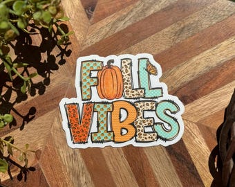 Herbst Vibes Aufkleber~ Thanksgiving~ Kürbisse~ Aufkleber~ Wasserfest~ Vinyl~ Bunt~ Veränderung~ Blätter~ Geschenk~ Notizbuch~ Wasserflasche~
