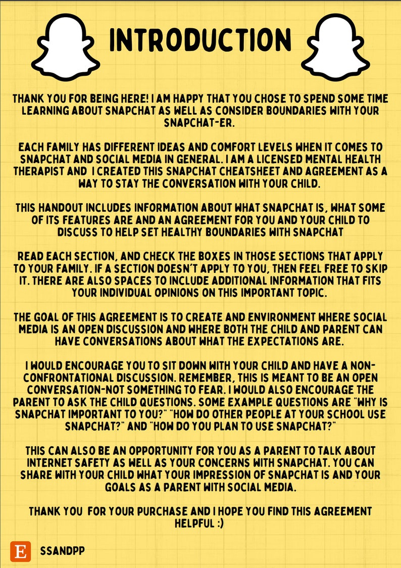 Parental Snapchat Agreement - Etsy