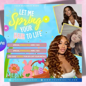 April Booking Flyer DIY Template, Customizable April Flyer, DIY Canva Template for Makeup, Hair, Lashes, Nails, Easter Booking Flyer, Spring