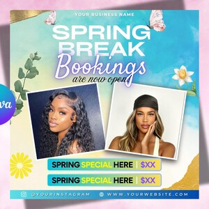 April Booking Flyer DIY Template, Customizable April Flyer, DIY Canva Template for Makeup, Hair, Lashes, Nails, Easter Booking Flyer, Spring